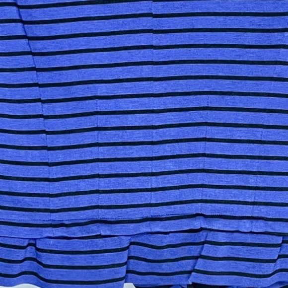 Anthropologie Cartonnier Royal Blue/Black Striped Ponte Ruffle Blazer - S - Picture 8 of 12